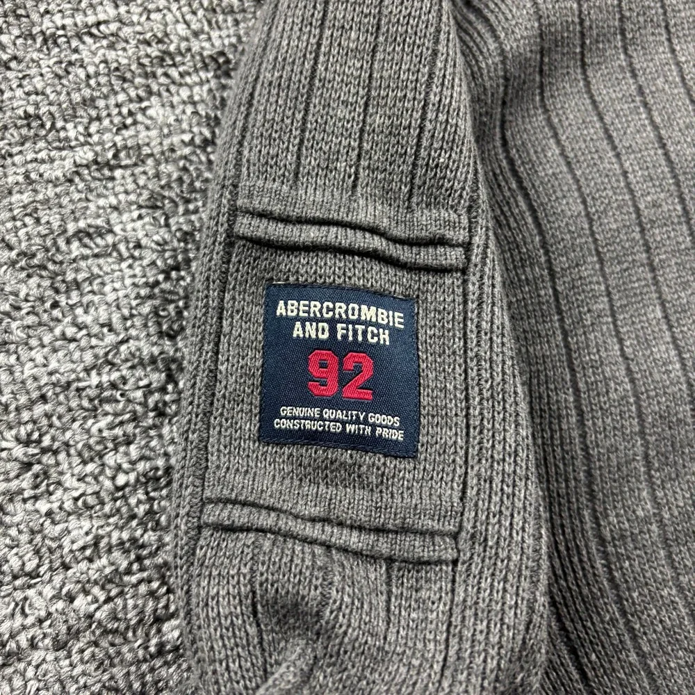 Vintage 1990s Abercrombie & Fitch Ribbed Muscle Knit Grey Sweater Size XL